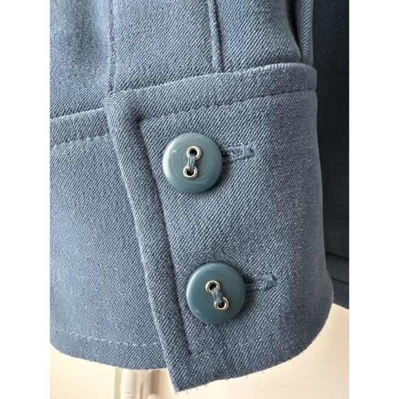 Talbots Stretch Blue 1990s Button Up Shirt Faux Suede Vintage Women’s Size Small - Picture 3 of 6